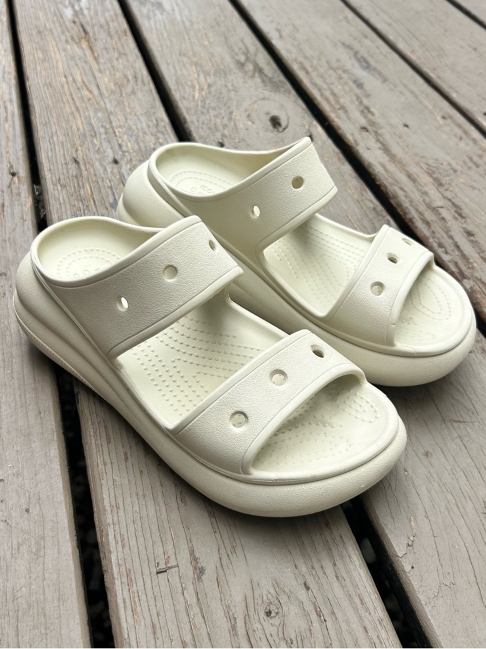 CROCS Crush Two‑Strap Platform Slide Sandals in Off‑White | Women’s Size US 8